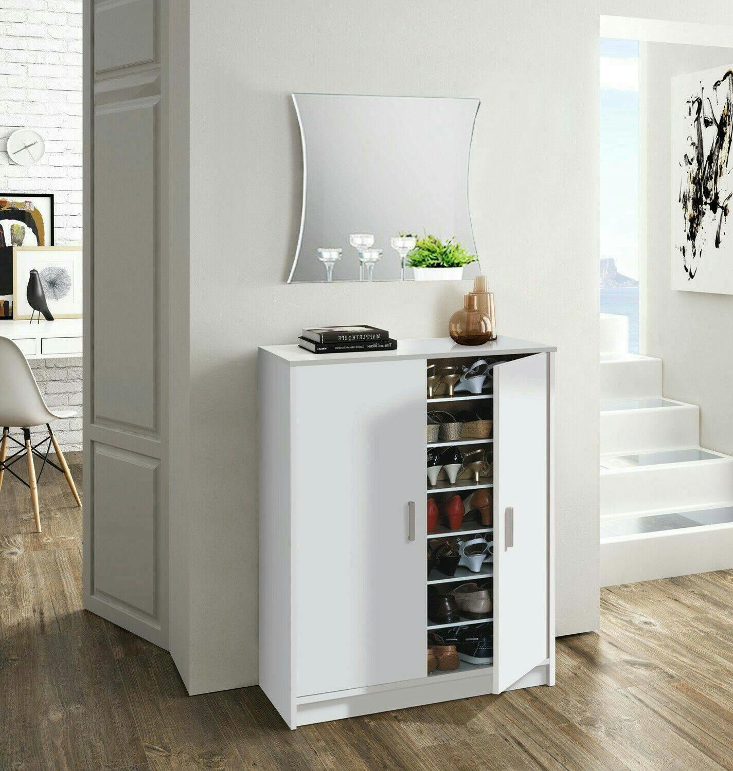 DLAZAR - Armoire polyvalente à 2 portes effet bois blanc