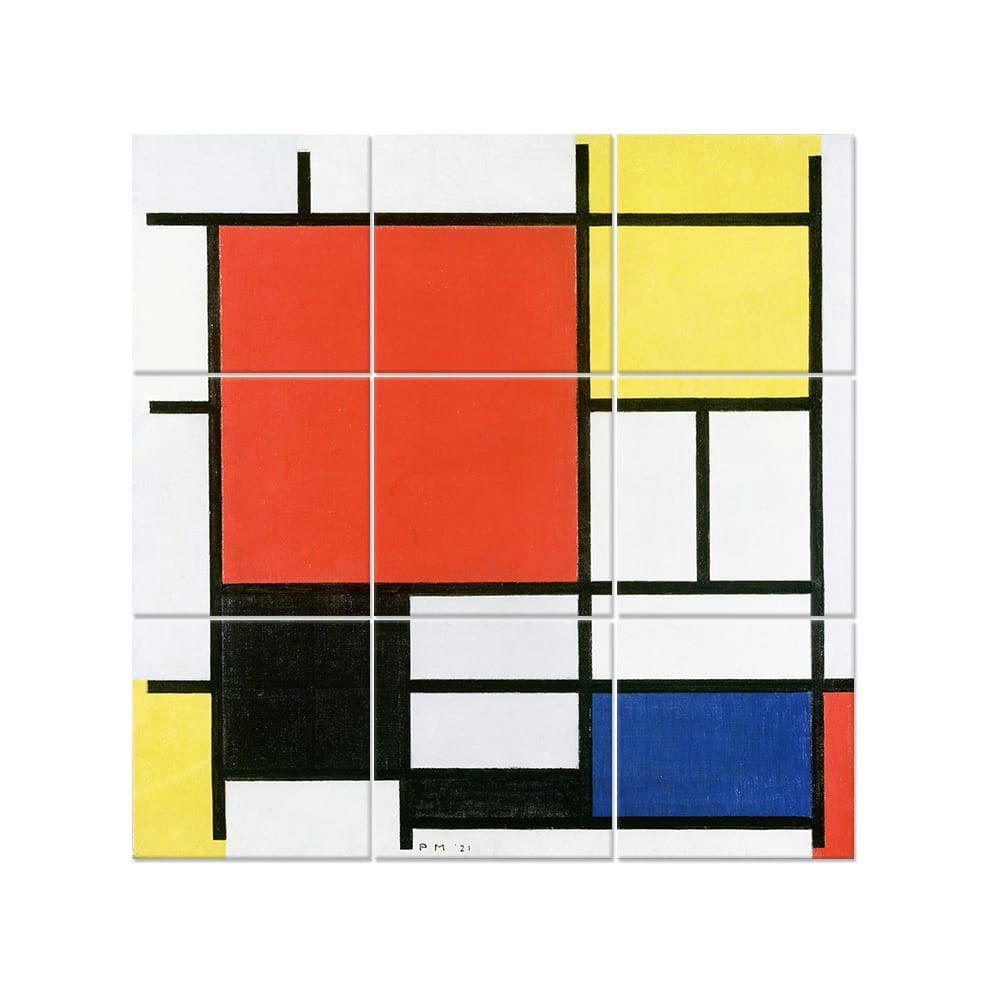 - Tableau composition avec large plan rouge - Piet Mondrian 150x150cm