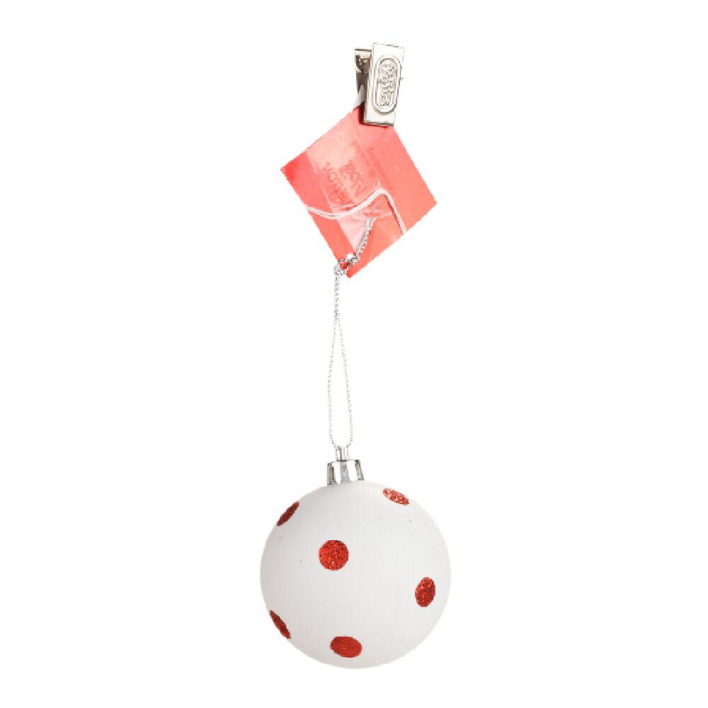 Boule de No&euml;l motif pois rouge blanc