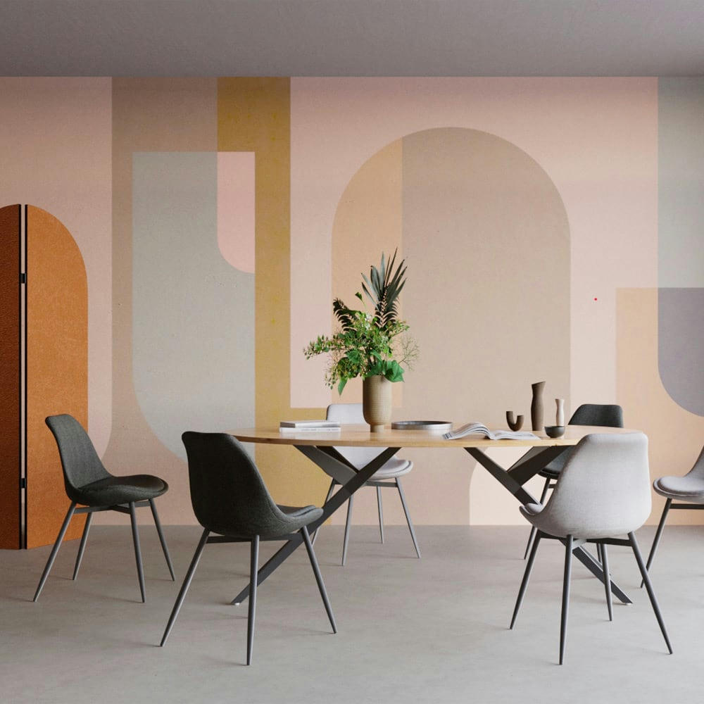 FILIPI - Chaise en tissu gris foncé chiné et pieds en métal (x2)