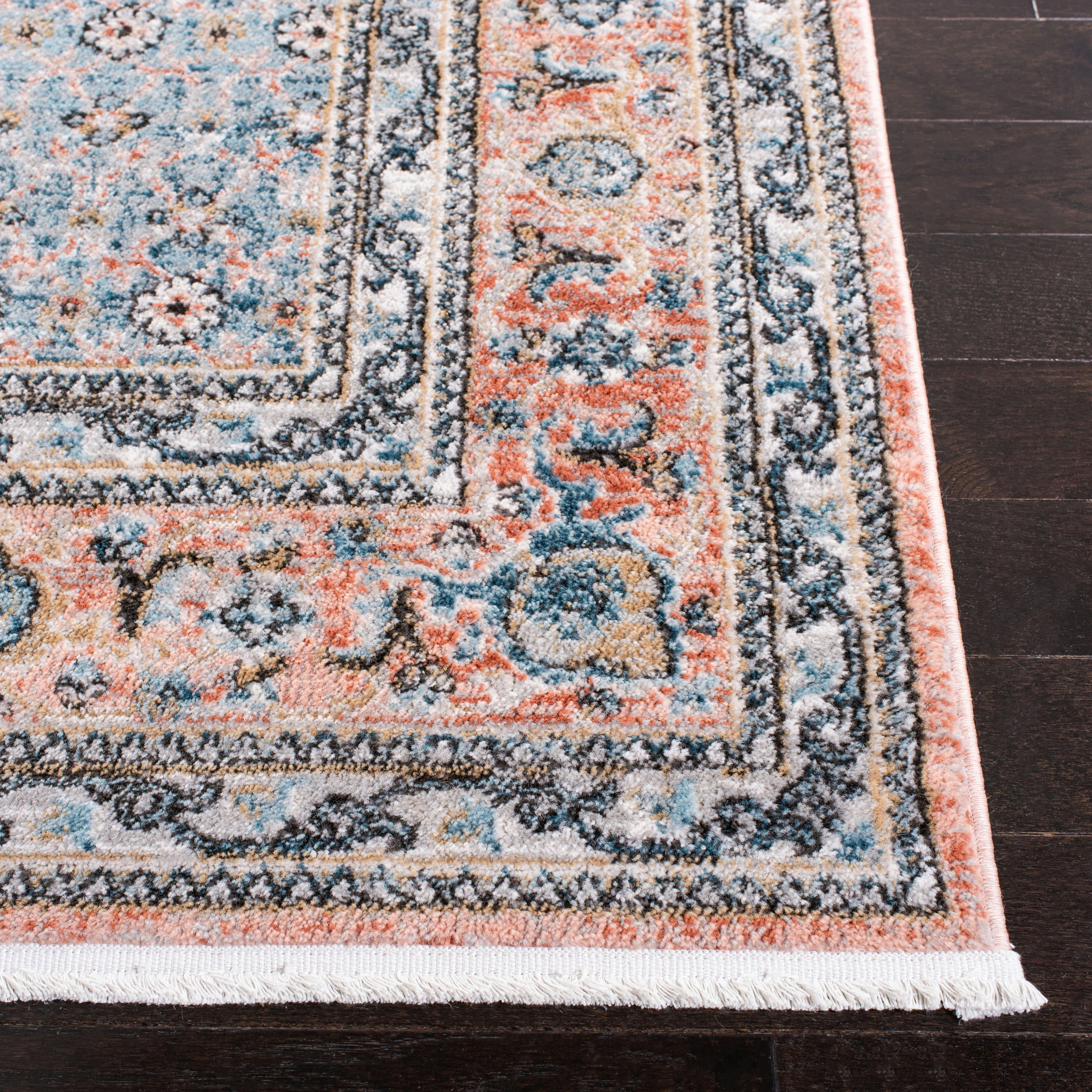 SHIVAN - Tapis de salon interieur en bleu & rose, 160 x 229 cm