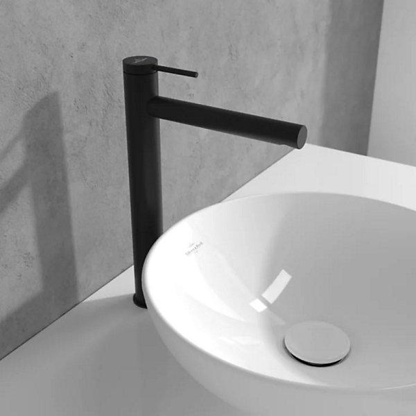 Mitigeur lavabo surélevé VILLEROY ET BOCH Loop &Friends sans tirette Noir mat