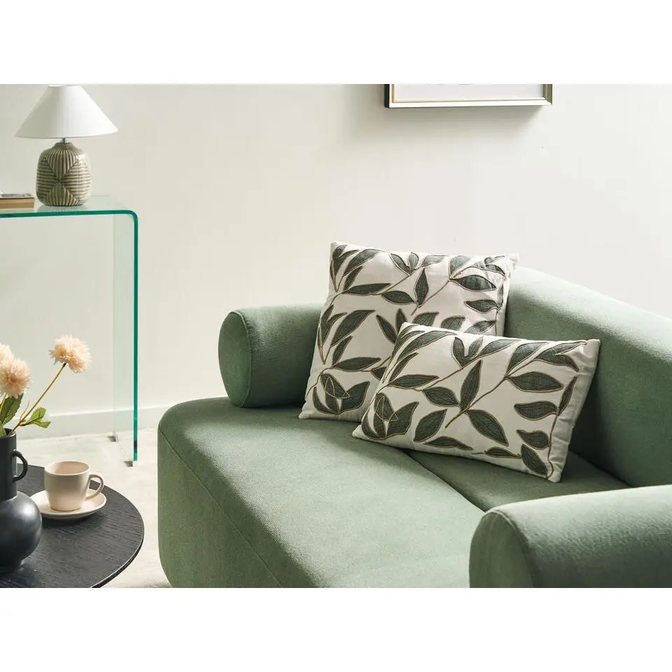 LANSIUM - Sierkussen set van 2 - Wit/Groen - Katoen