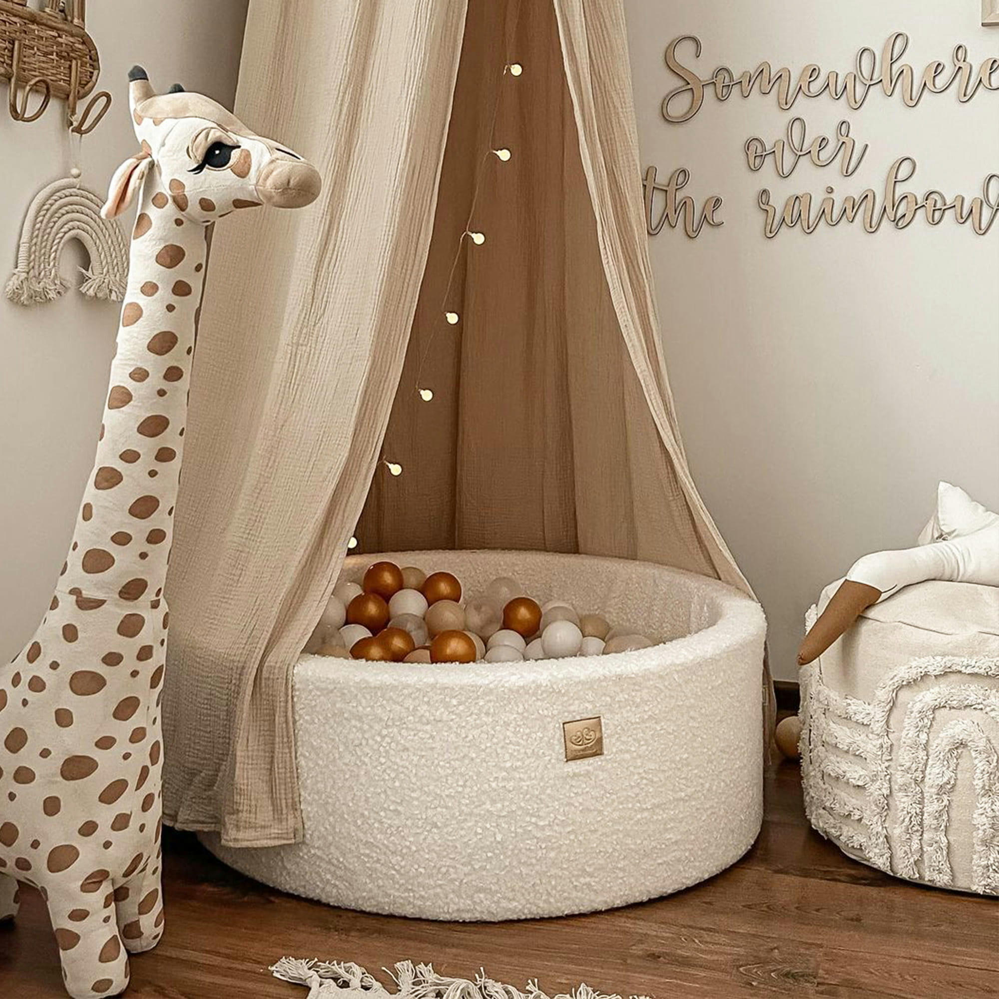 - Boucle Rose Piscine à balles: Doré/Beige/Blanc/Transparent H30cm