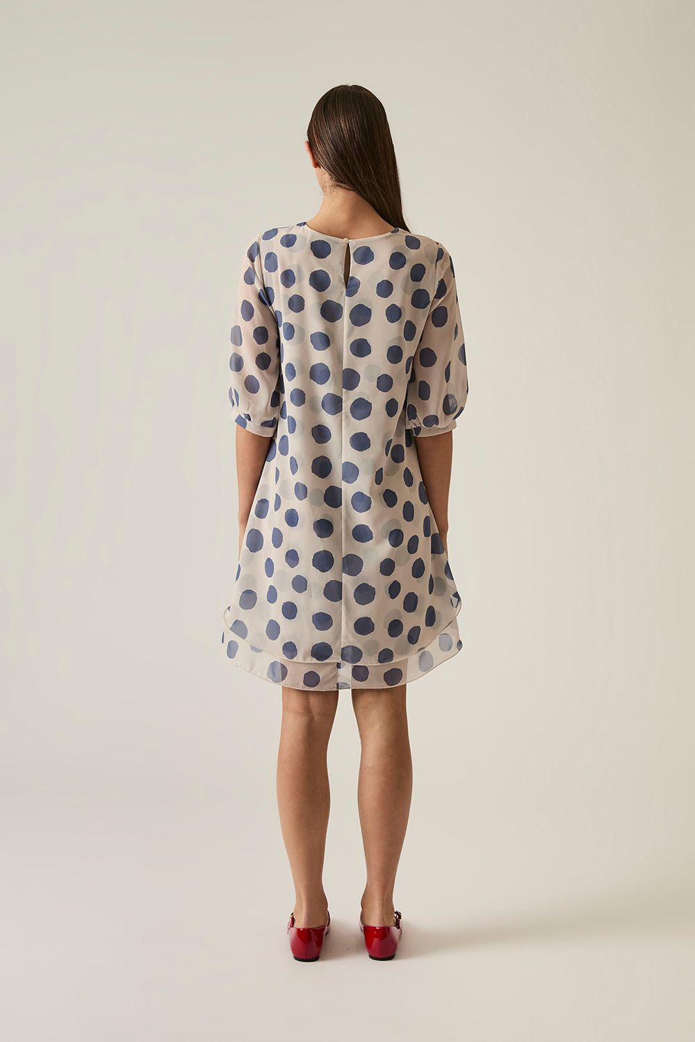 James Lakeland Blue-Cream Polka Dot Dress