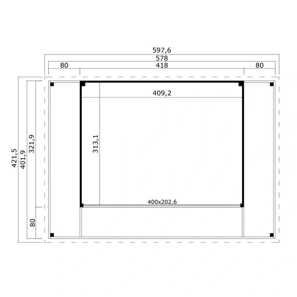 Gartenhaus »Domeo«, BxHxT: 597,6 x 239,4 x 421,5 cm (Außenmaß inkl. Dachüberstand), lichtgrau