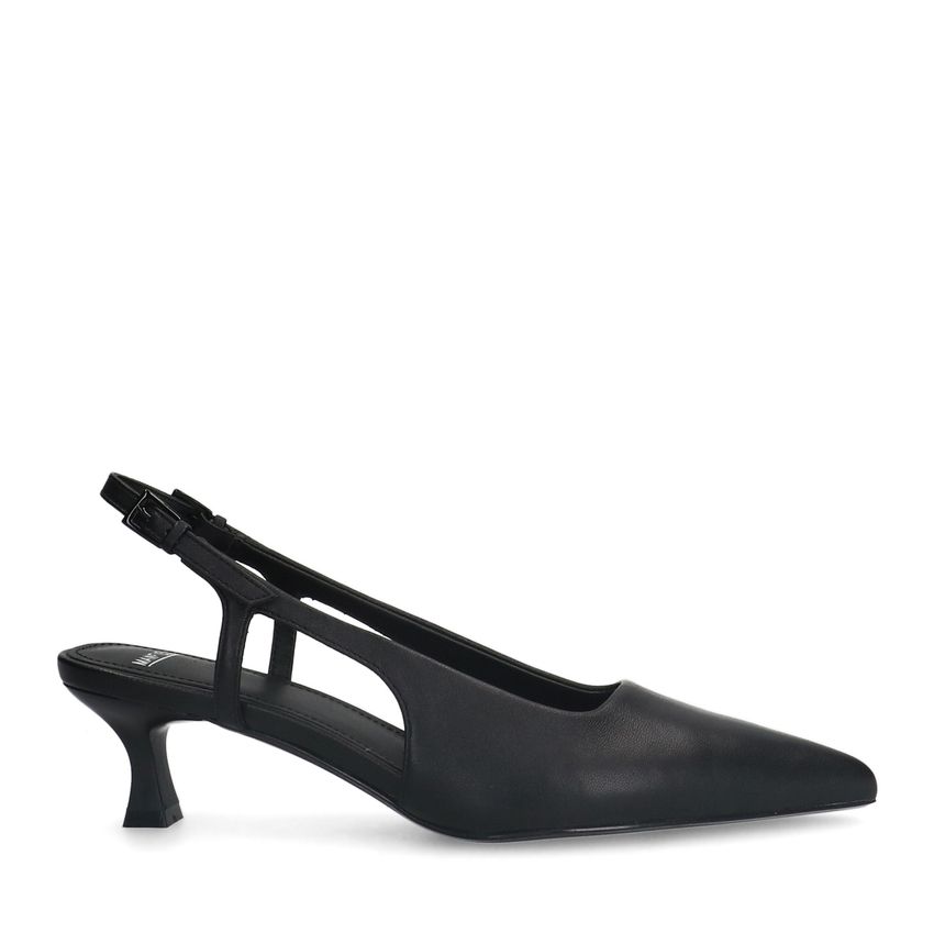 Manfield Zwarte leren slingback pumps
