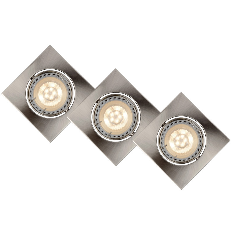 Spot à encastrer LED Focus inox dimmable 8 x 8 cm GU10 3 x 5 W LUCIDE