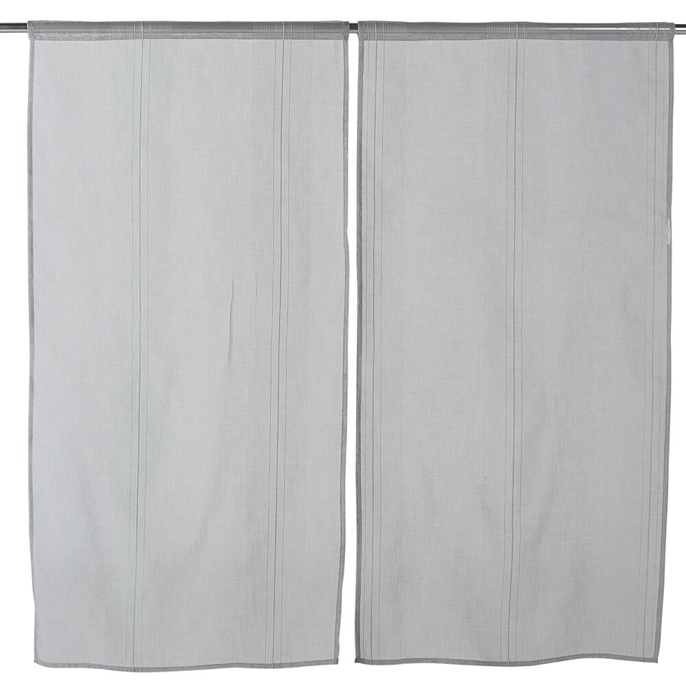 Vitrage droit passe tringle uni gris 60x120 cm x2