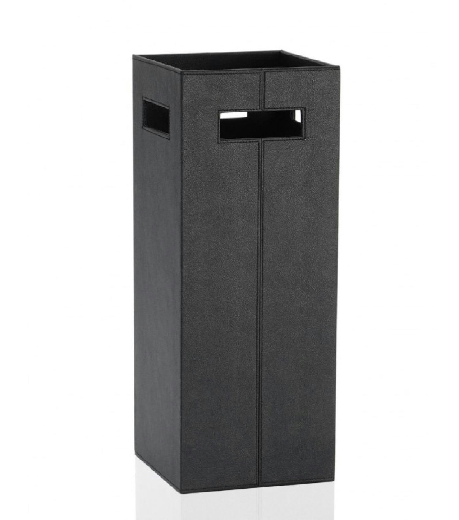 VINTAGE - Porte-parapluies carré en similicuir marron