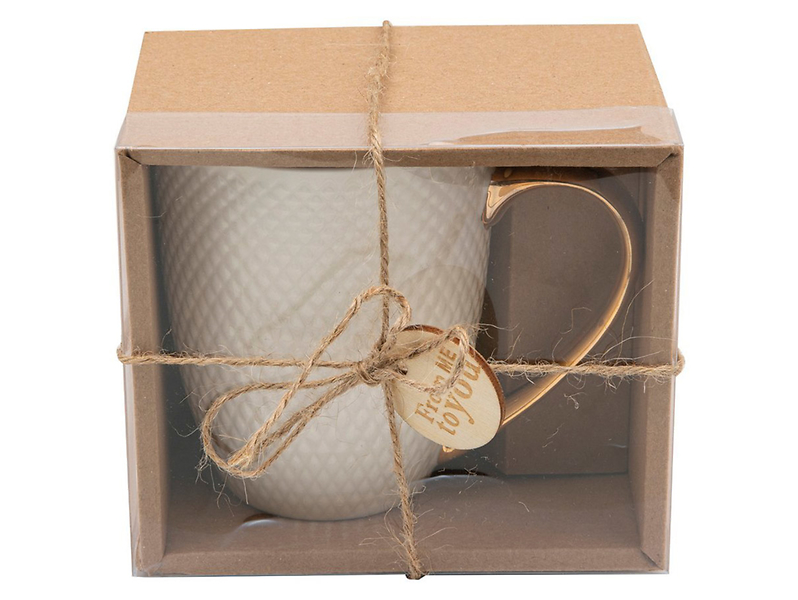 Kubek prezentowy porcelanowy Romby 400 ml biały
