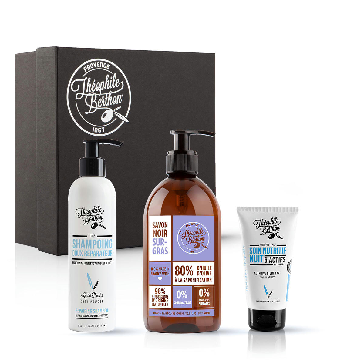 AVIGNON - Coffret soin visage shampoing et savon liquide de Marseille