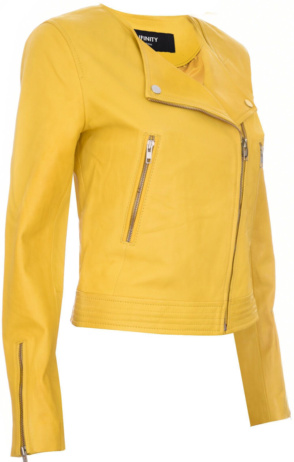 Infinity Leather Collarless Biker Jacket-Padova