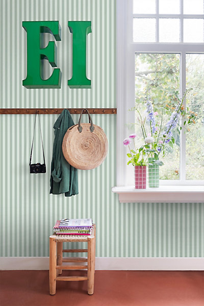 ESTAhome papier peint à rayures vert grisé 53 cm x 10.05 m