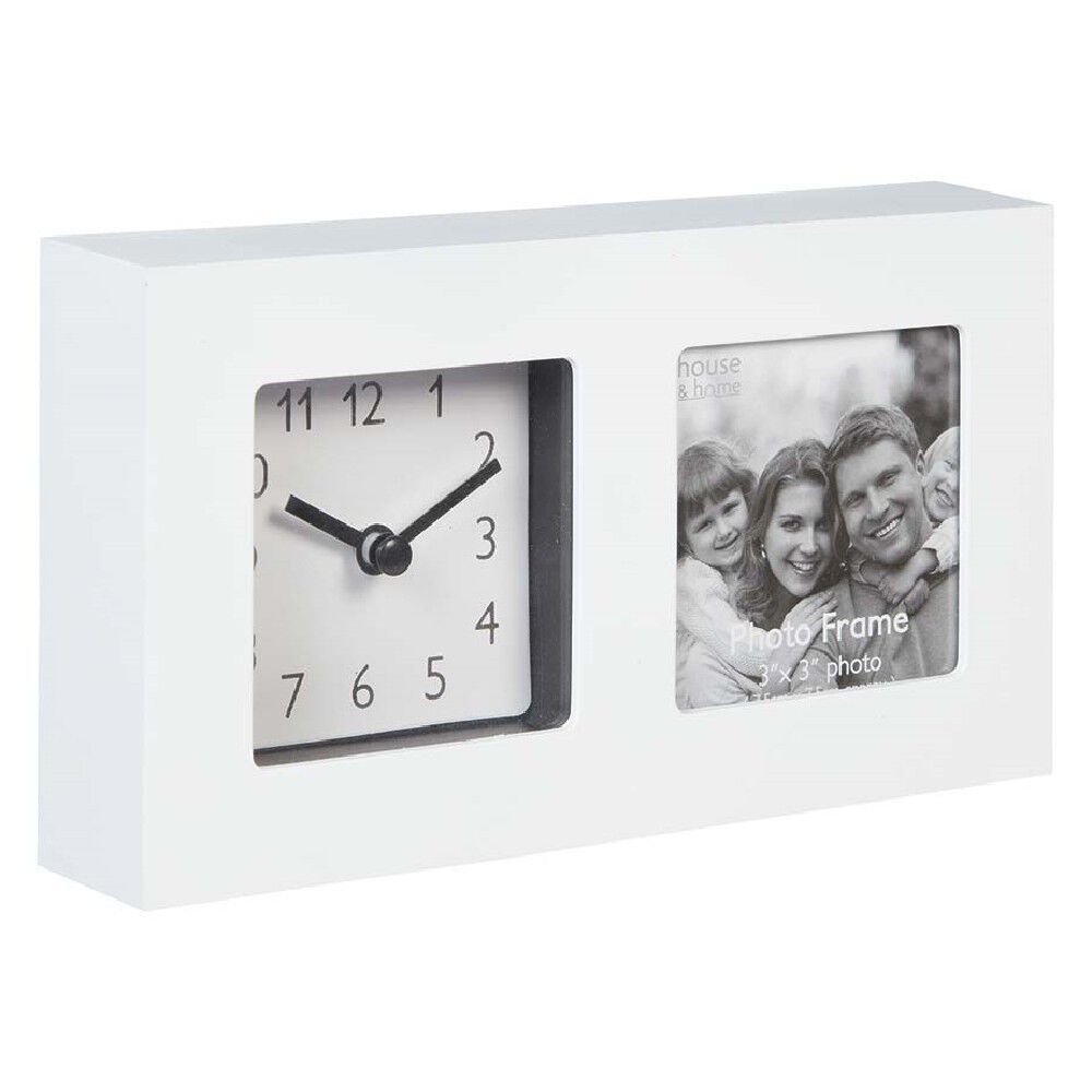 Horloge avec cadre photo à poser 10.5x19.5cm (2 modèles)