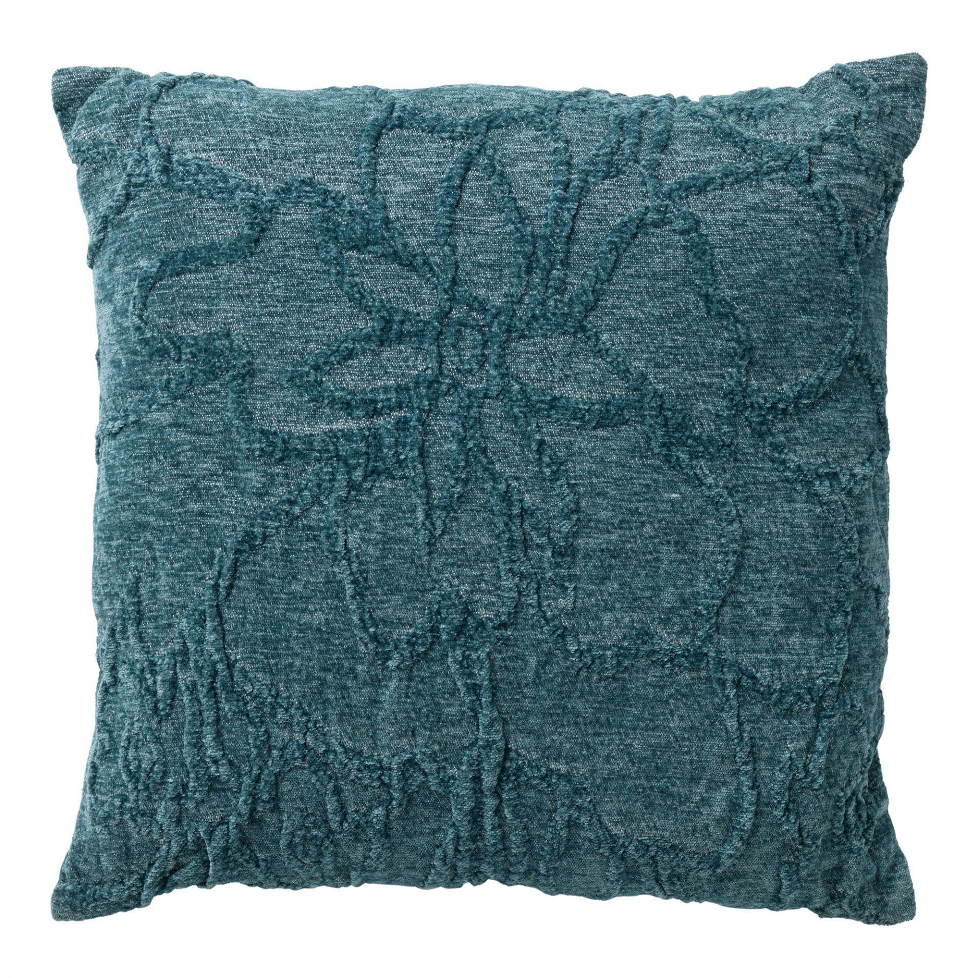 - Housse de coussin vert en polyester-45x45 cm avec motif fleuri