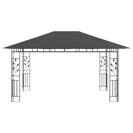NNEVL Gazebo with Mosquito Net 4x3x2.73 m Anthracite 180 g/m&sup2;