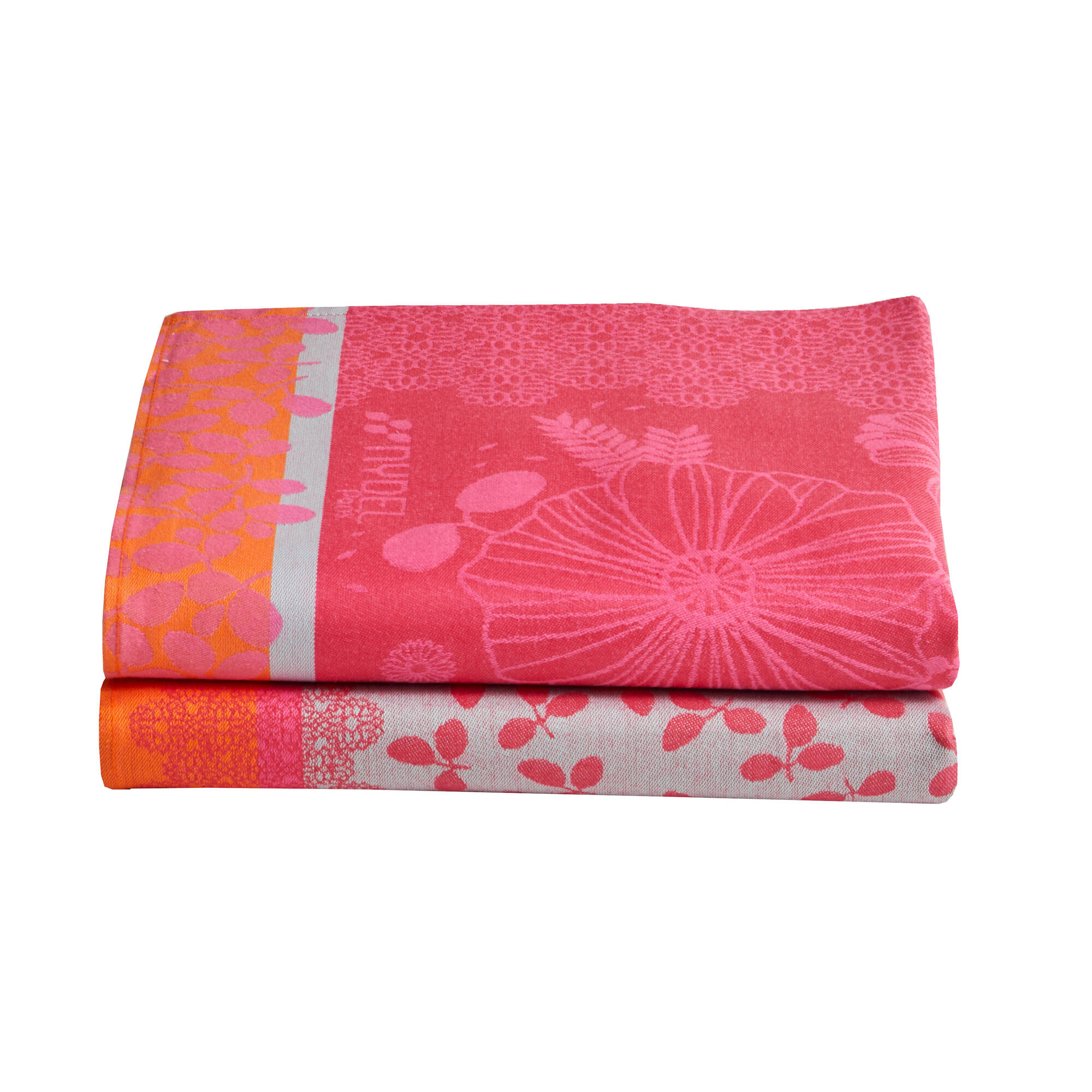 Torchon jacquard jardin d'été coton tissé-teint - lot de 2