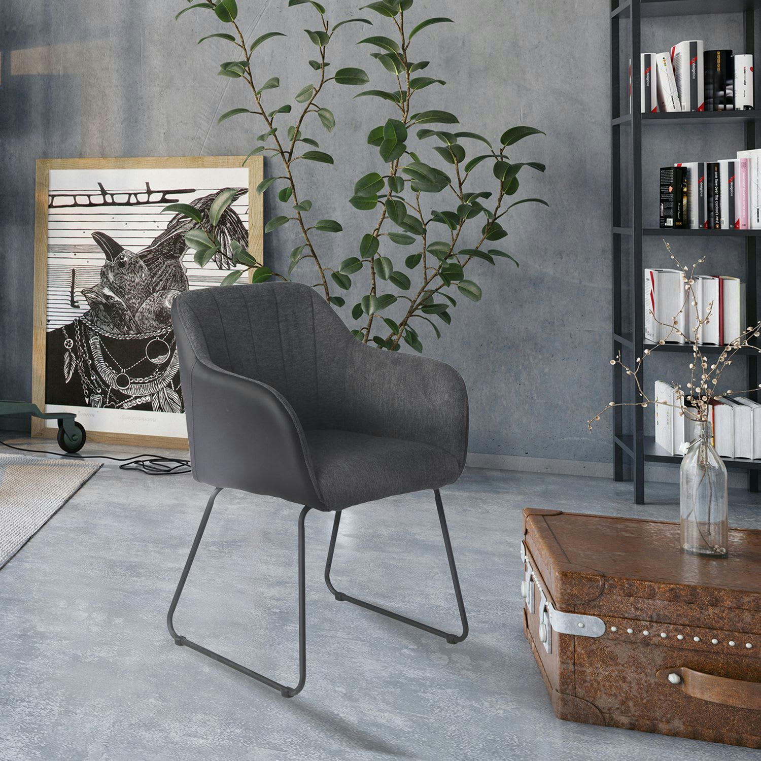 MEMPHIS - Fauteuil de table industriel gris