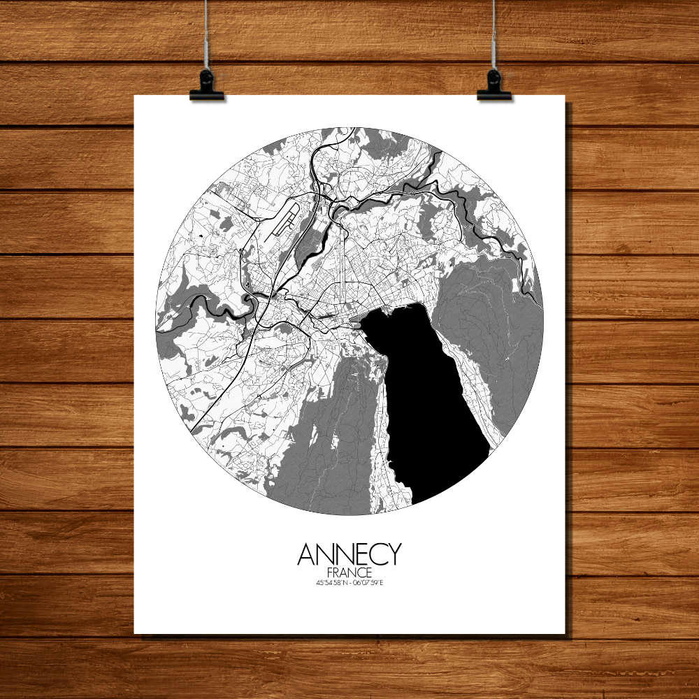 - Affiche Annecy Carte ronde 40x50