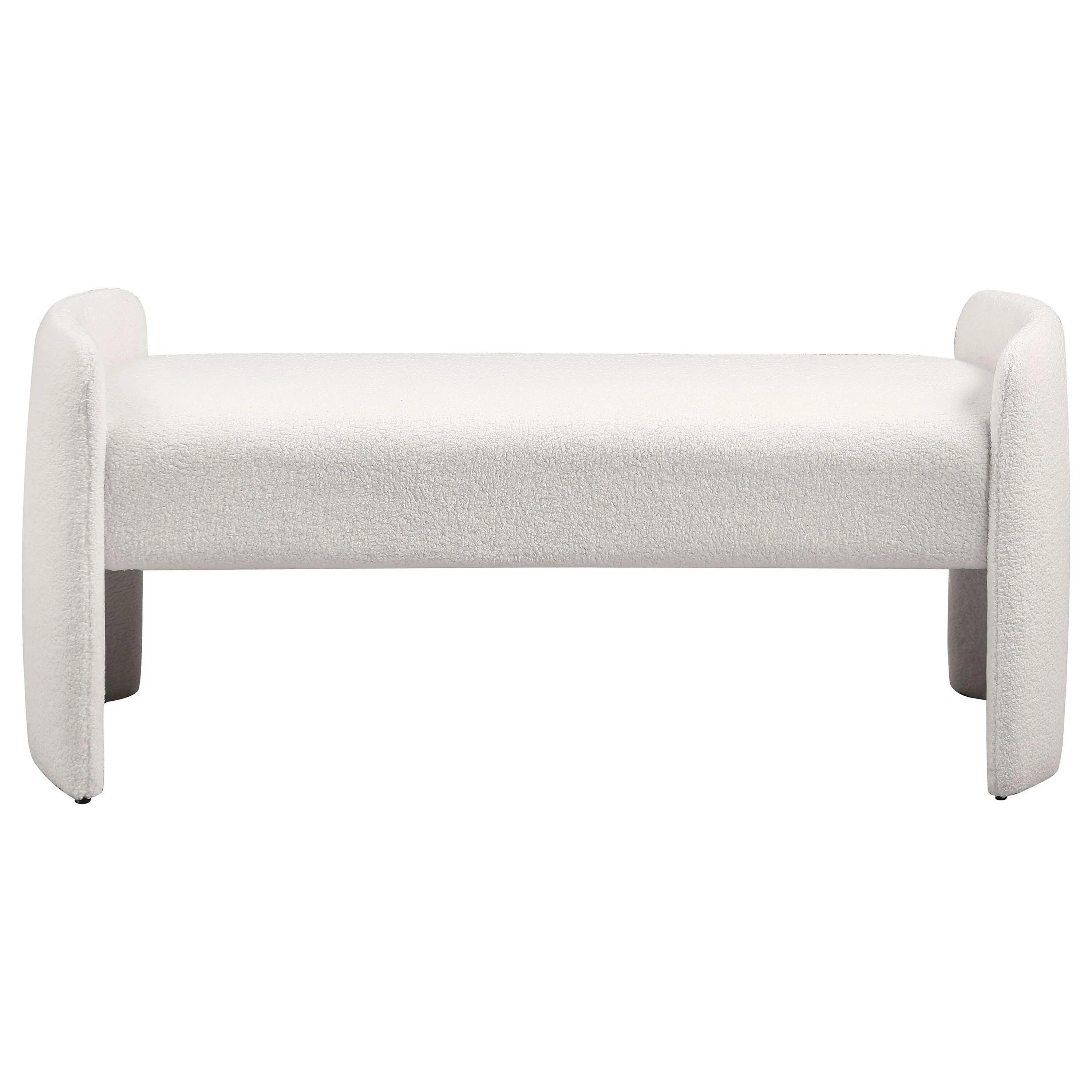 Perie Accent Bench, Modern Ivory Boucle, Soft Foam Cushions, 55 Inch