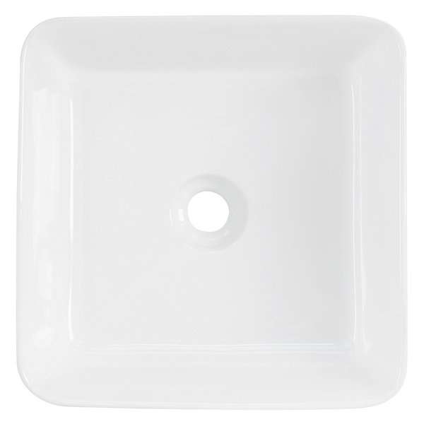 Lavabo en ceramique blanc vasque a poser moderne rectangulaire 390x390x150 mm