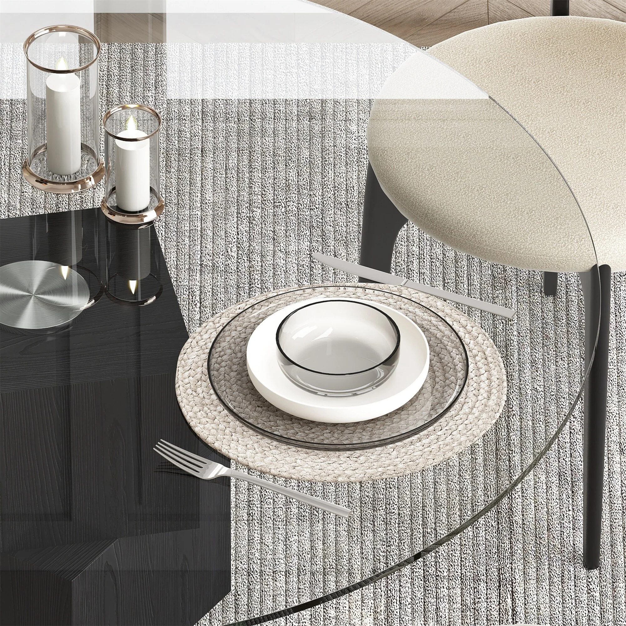 51 Round Tempered Glass Dining Table