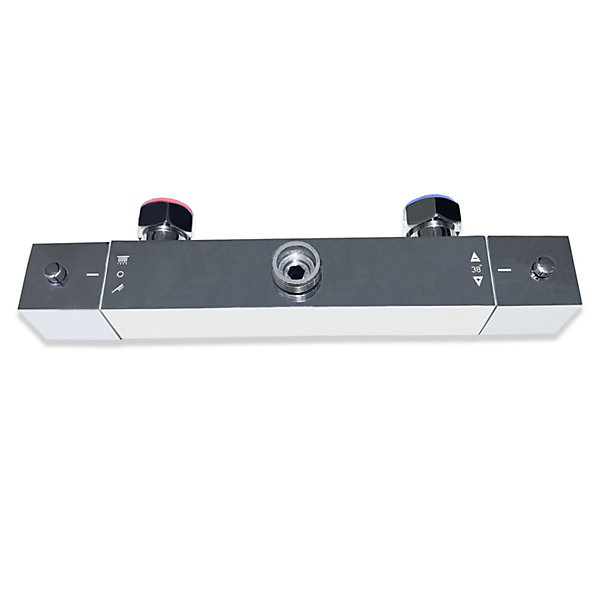 AICA Colonne de douche thermostatique avec pomme de tête, douchette et flexible,effet chromé,Carré