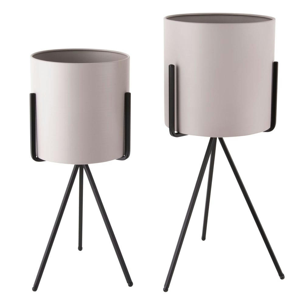PEDESTRAL - Pot pedestal xl métal gris