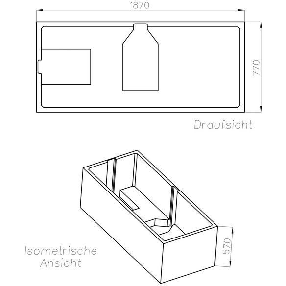 Wannenträger »Atlanta«, BxHxL: 77 x 57 x 187 cm, weiß