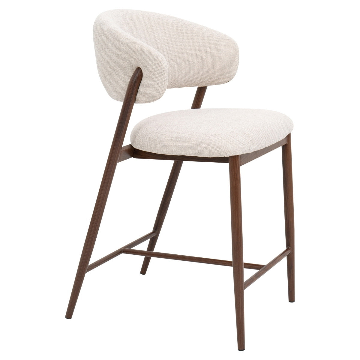 DÉJA Living Barstoel Skive - Beige/Walnoot - Zithoogte 67cm - Set van 2
