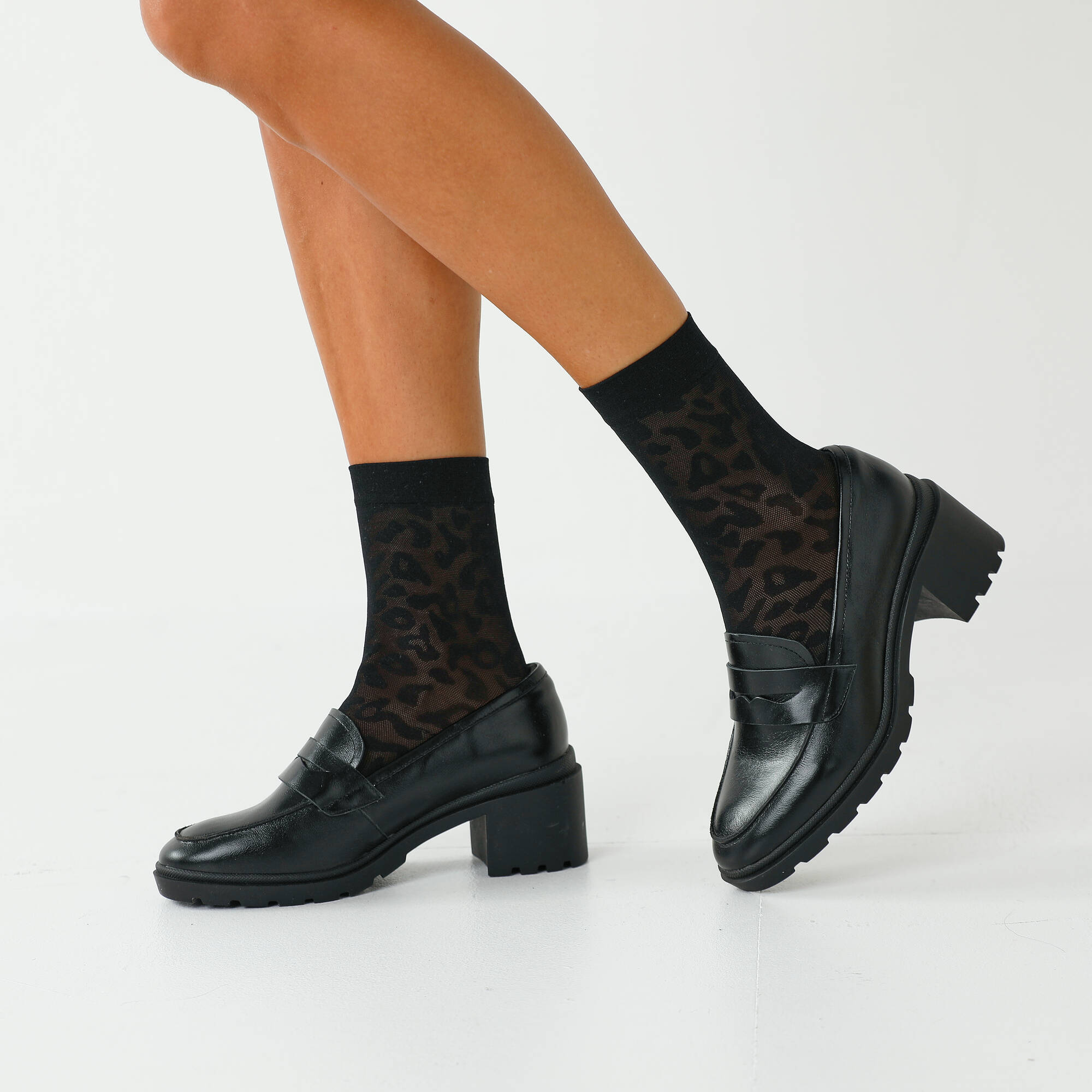 Mi-chaussettes imprimées léopard - lot de 2