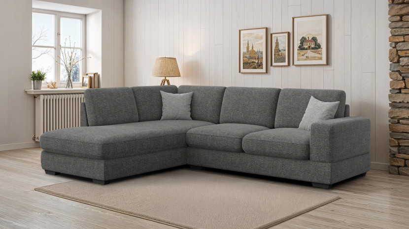Sofa narożna 5 osobowa lewa OTTO, antracytowa