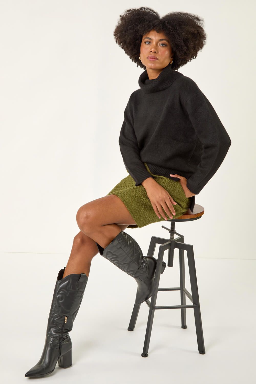 Roman Boucle Textured A-Line Skirt