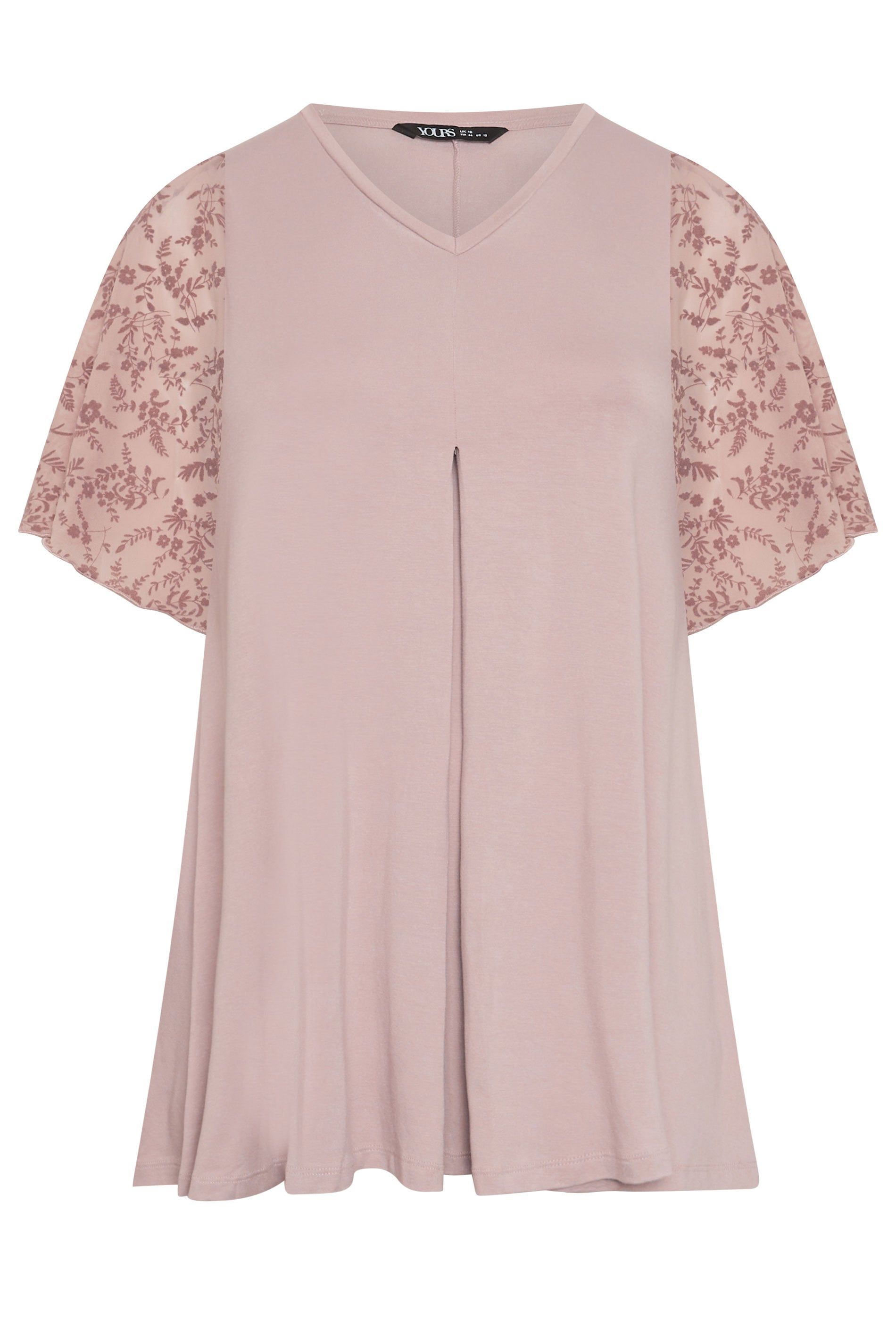 Yours Pleat Front Floral Sleeve Top