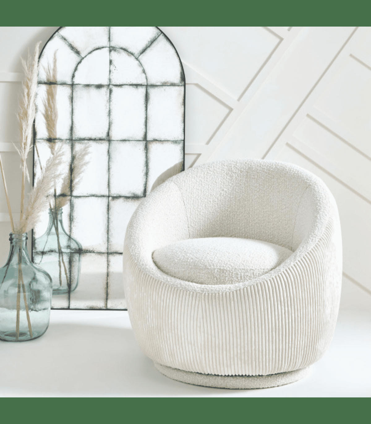 CLAUDE - Fauteuil pivotant en velours côtelé - L79 x H72 cm