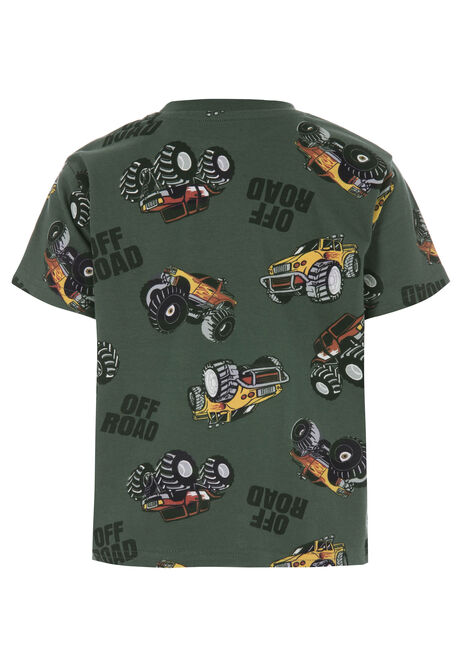 Younger Boys Green Monster Truck T-Shirt