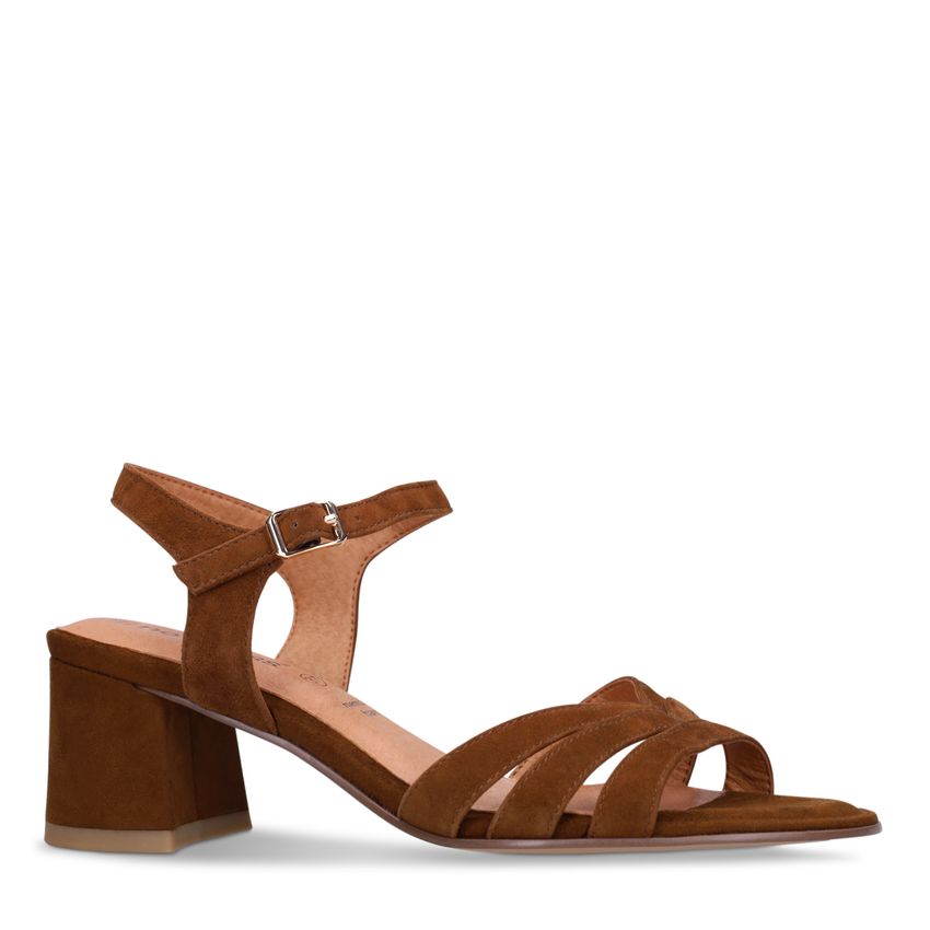 No Stress Bruine leren sandalen met hak