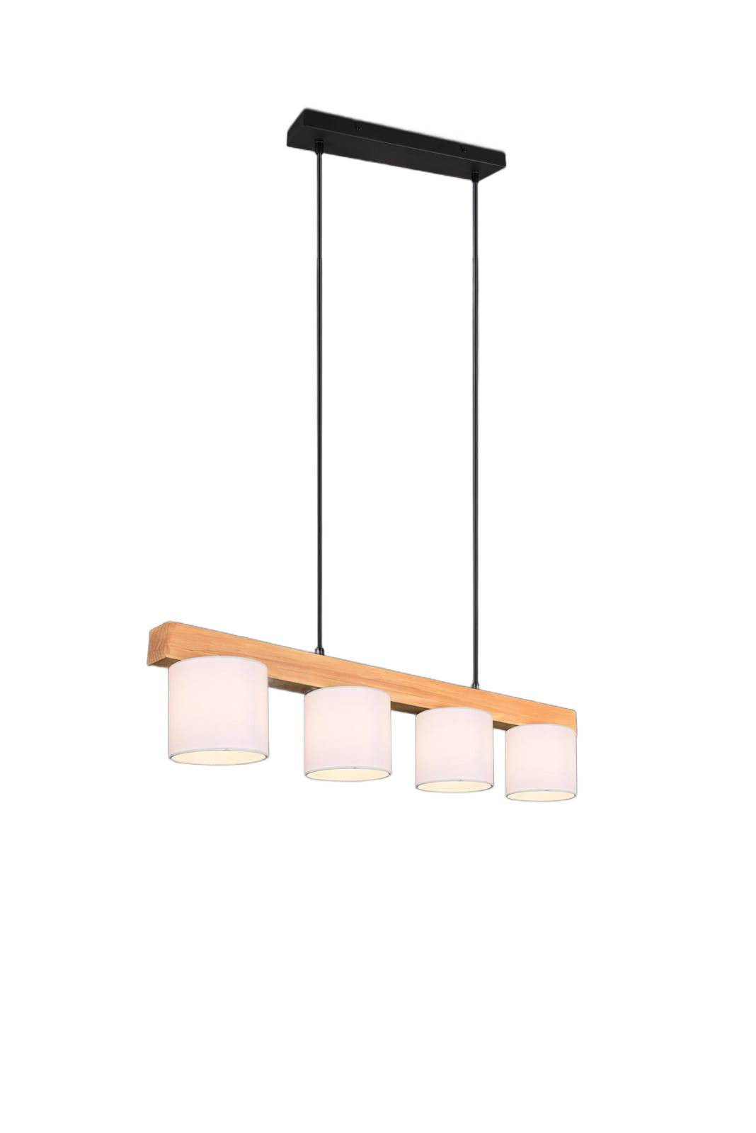 Lampa wisząca jasne drewno-czarna-biała CAMERON 4xE14x28W RL