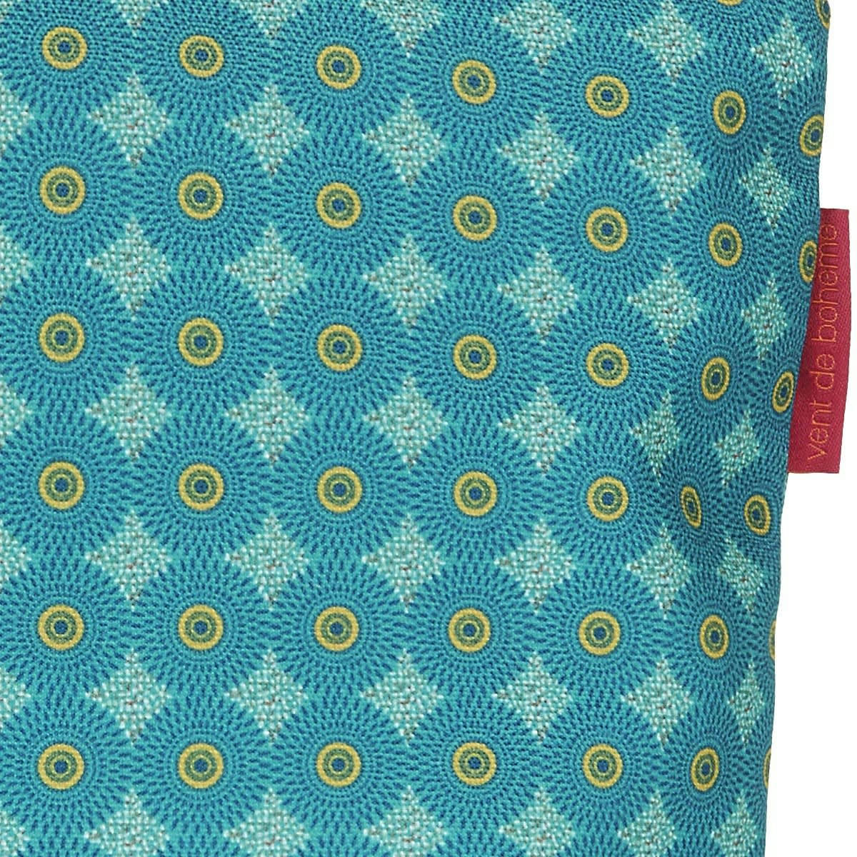HANOÏ - Pochette en toile outdoor imprimé graphique turquoise 19x28cm