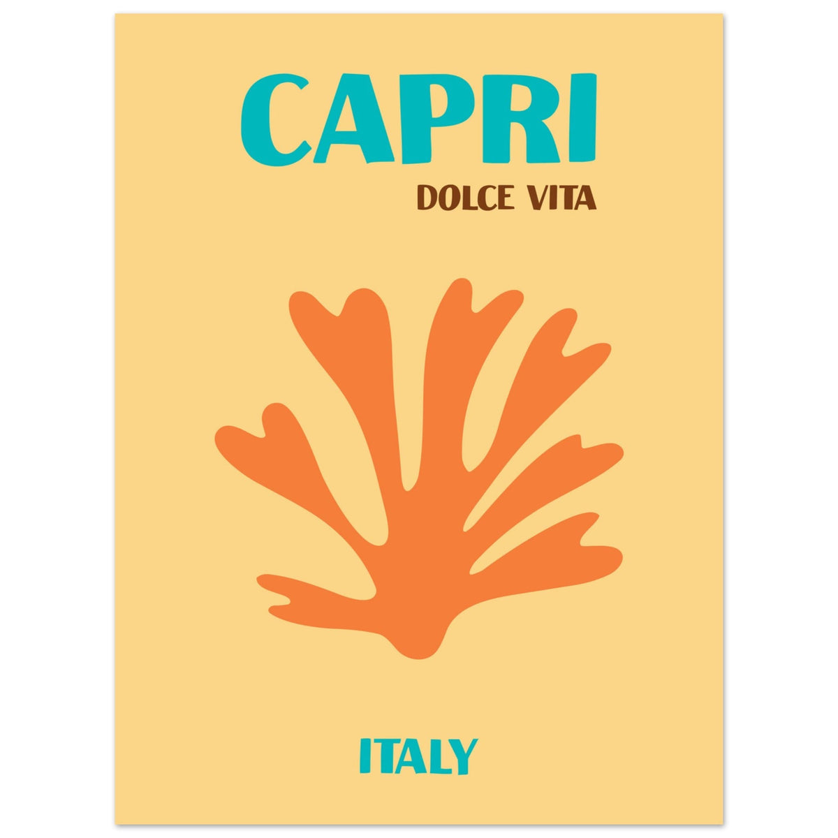Artfulprints Poster Italië - Capri  - 30x40 cm - Oranje