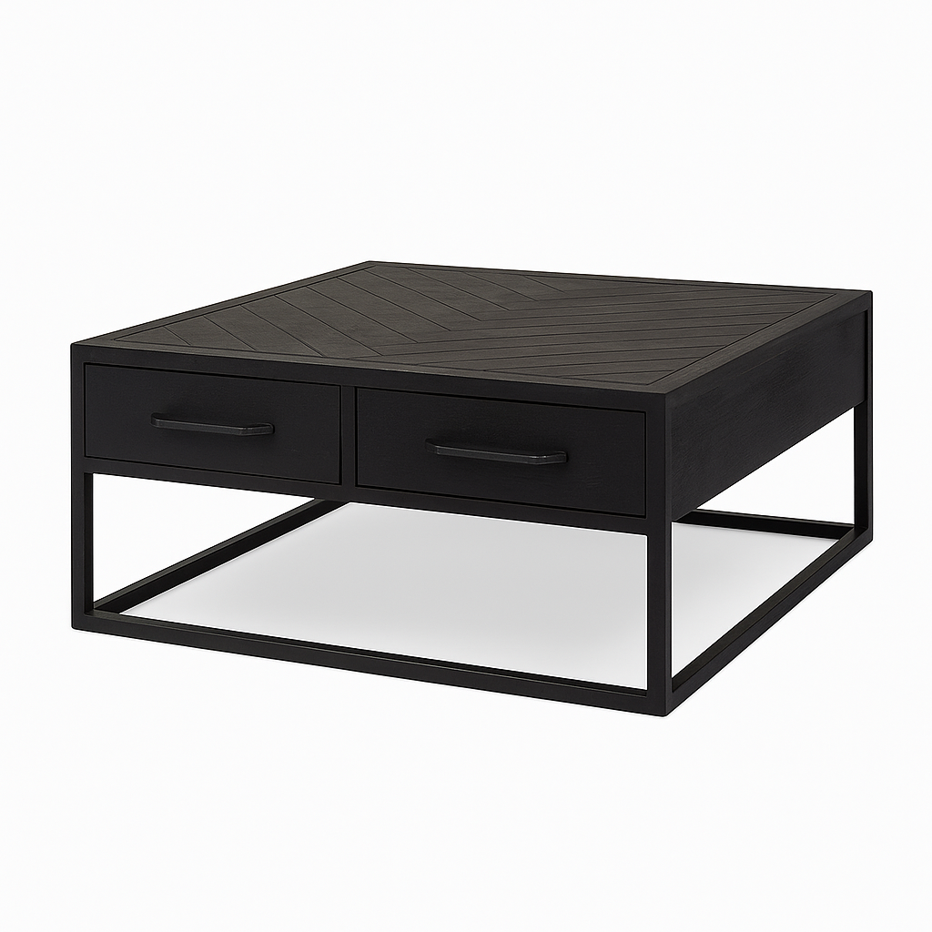 StarFurn Salontafel New York - Vierkant Zwart Hout - 80x80x40cm