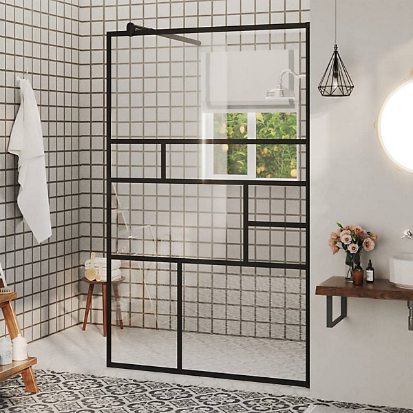 Paroi de douche à verre ESG transparent 100x195 cm Noir vidaXL
