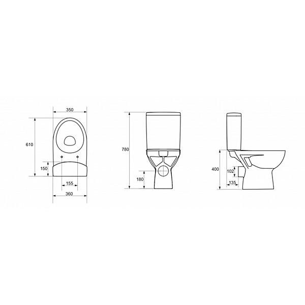Pack wc gain de place rimless sortie horizontale