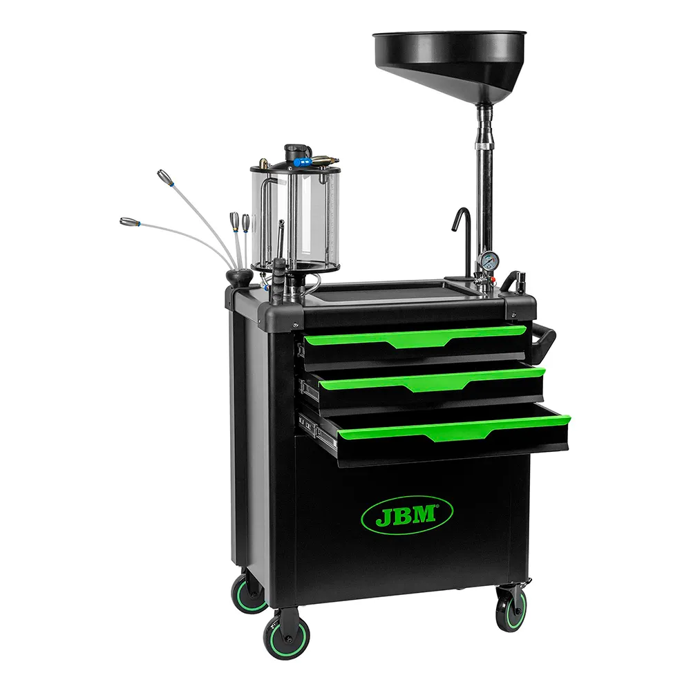 JBM Oil Collection Cart With Suction System And Compartments