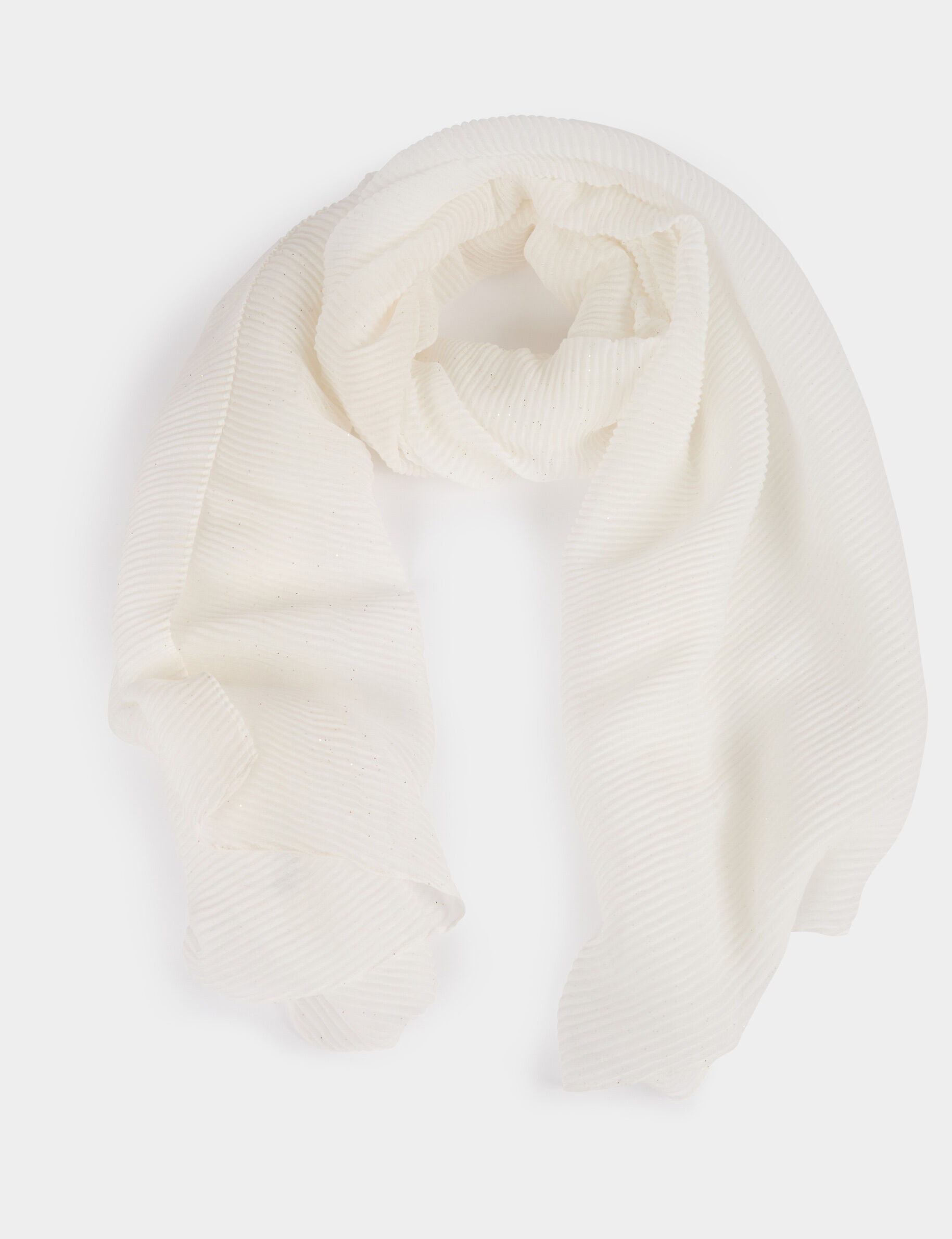 Pleated Scarf With Rhinestones White Women