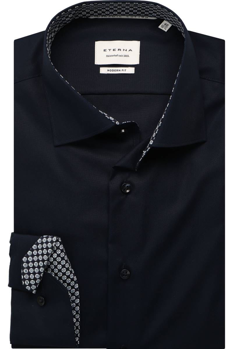 ETERNA Modern Fit Dynamic Cotton Hemd marine, Einfarbig