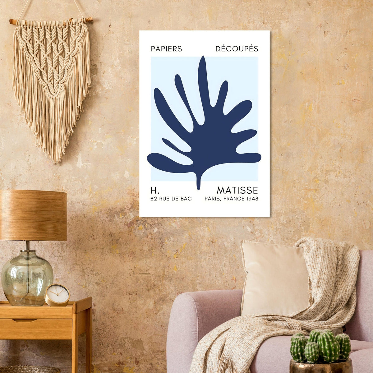 Artfulprints Poster Matisse – Coral drift navy blue I  - 70x100 cm - Blauw