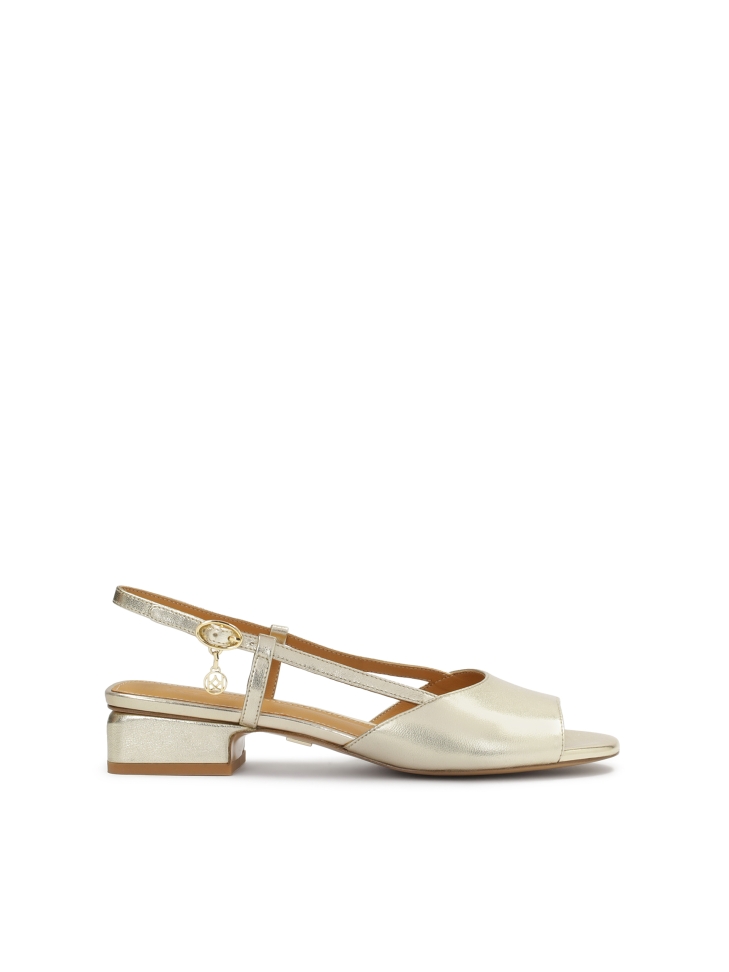 Elegant gold sandals with heel strap