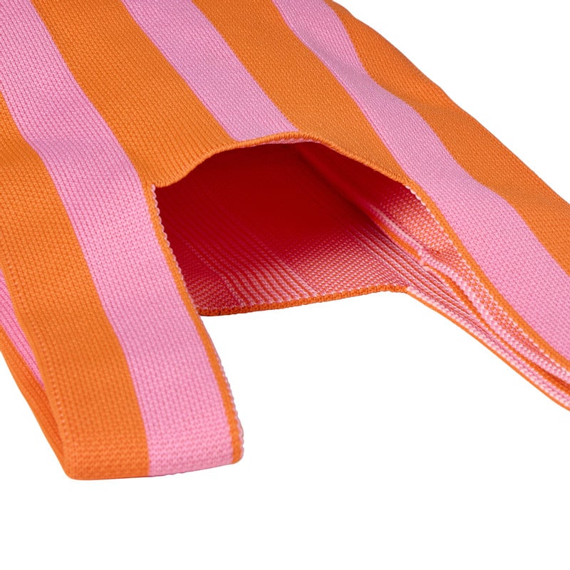 Tas gestreept klein - roze/oranje - 34x20 cm